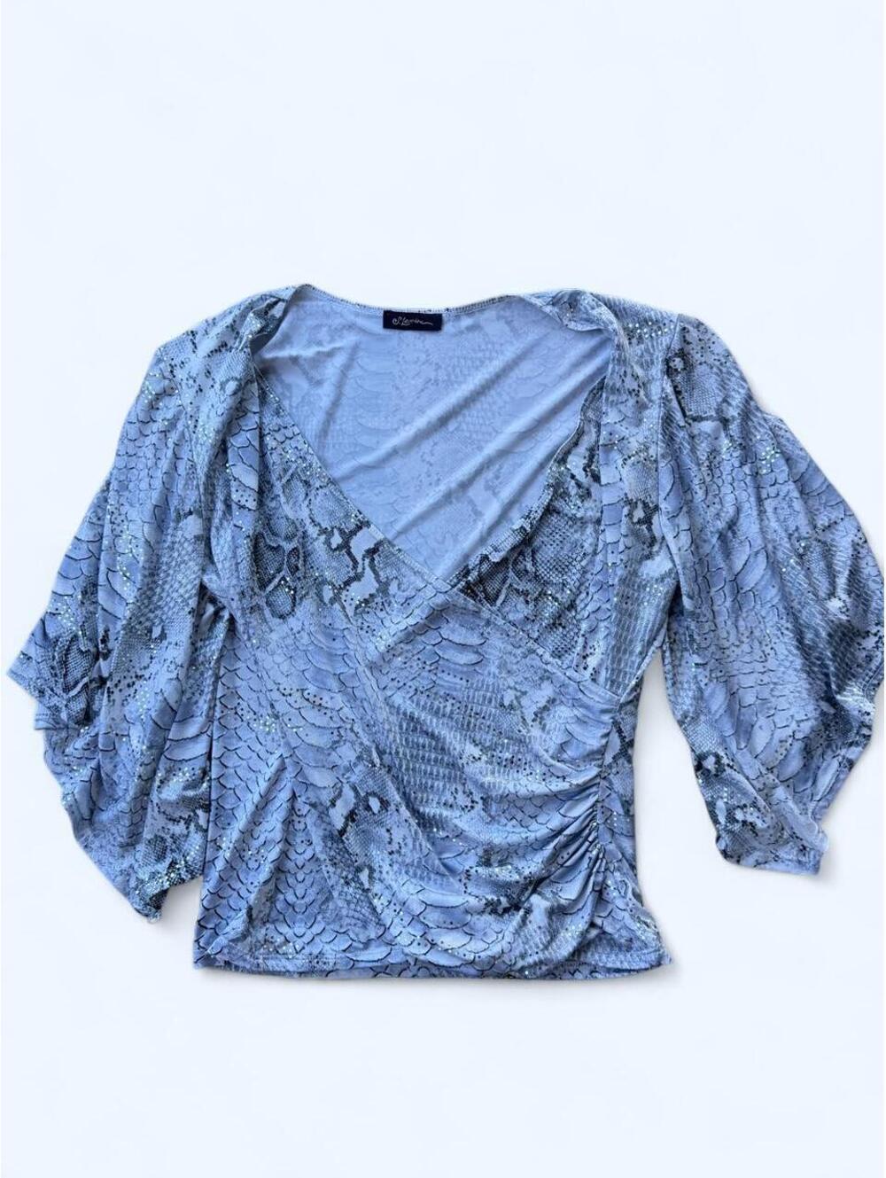 American Vintage Women's Blue and Grey Blous